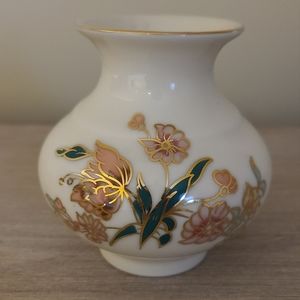🔥Vintage Zsolnay Hungary Hand Painted Porcelain Floral Vase with Gold Trim